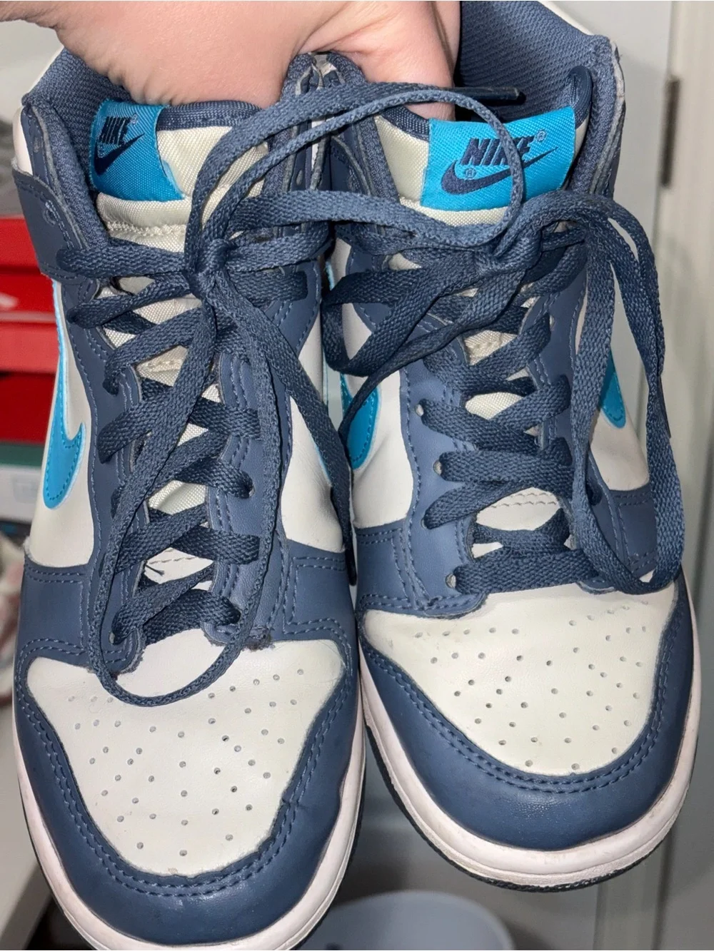 Nike Kids High-Top Sneakers in Navy, White & Bright Blue